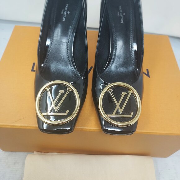 Louis Vuitton Black Patent Leather Madeleine Square Toe Pumps - Picture 7 of 11